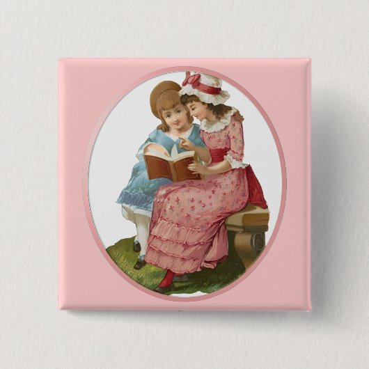 Meisjeslezen Vierkante Button 5,1 Cm (Voorkant)
