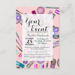 Meisjesmeisje Handschilderde Waterverf Makeup op r Kaart