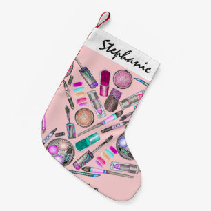 Meisjesmeisje Handschilderde Waterverf Makeup op r Kleine Kerstsok