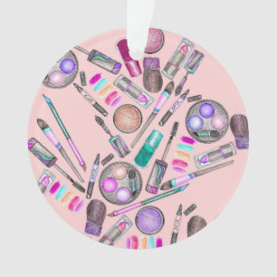 Meisjesmeisje Handschilderde Waterverf Makeup op r Ornament