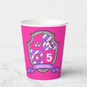 Meisjesmessing verjaart gepersonaliseerd roze kind papieren bekers (Achterkant)