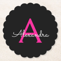 Meisjesmonogram naam van hot-roze zwart script