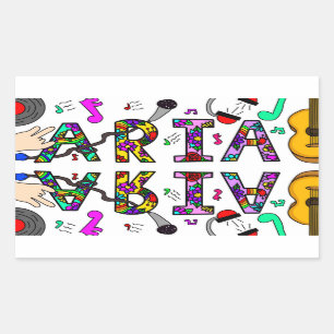 Meisjesnaam Aria, Flowers en Music Rechthoekige Sticker