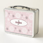 Meisjesnaam en Initiaal Winter Snowflake Roze (Achterkant)