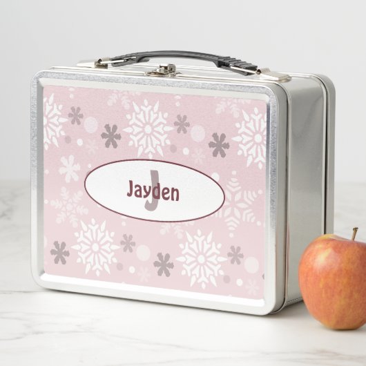 Meisjesnaam en Initiaal Winter Snowflake Roze (In situ)