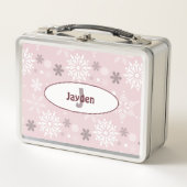 Meisjesnaam en Initiaal Winter Snowflake Roze (Voorkant)