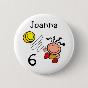 meisjesnaam en ouderdomsnaam van de cartoon ronde button 5,7 cm