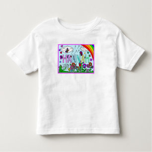 Meisjesnaam Hannah Whimsical Flowers, Rainbow Kinder Shirts