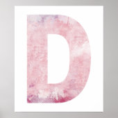 Meisjesnaam Letter D Roze Waterverf Poster (Voorkant)