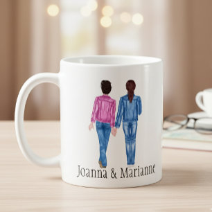 Meisjesnaam Monogram Bruine Haar Waterverf Koffiem Koffiemok