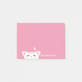 Meisjesnaam Pastel Pink Cute Kat Post-it® Notes (Voorkant)