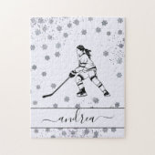 Meisjesnaam van Ice Hockey Team Player Legpuzzel (Verticaal)