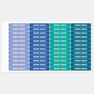 Meisjesnaamlabels waterdicht, zeemeermin oceankleu labels