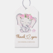 Meisjesolifant baby shower bedankt cadeaulabel (Voorkant)