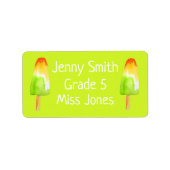 Meisjespijnse limoen popsicles: schoolboekjes etiket (Voorkant)