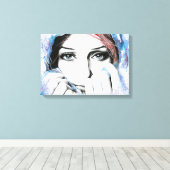 Meisjesportret  ogen Waterverf schilderkunst Canvas Afdruk (Insitu (Houten vloer))