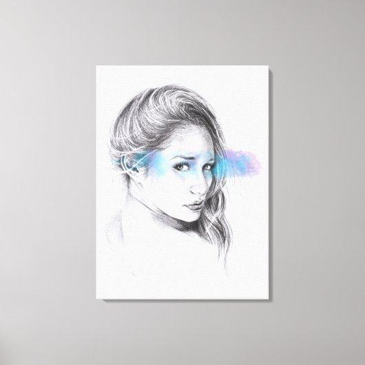 Meisjesportretpotlood Canvas Afdruk (Voorkant)