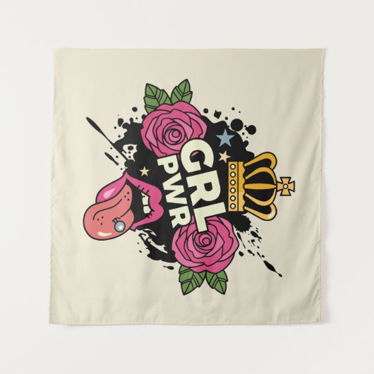 Meisjespower Tattoo stijl Wandkleed (Voorkant (horizontaal))