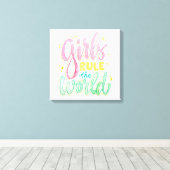 Meisjesregel over de wereld canvas afdruk (Insitu (Houten vloer))