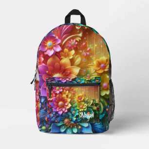 Meisjesregenboogbloemen met glitterslijper Rugzak