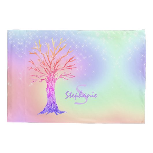 Meisjesregenboogvangermonogram: Pillowcase Kussensloop (Achterkant)