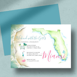 Meisjesreis Bachelorette Waterverf Illustratie Kaart