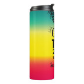 Meisjesreis, kroonjaar en naam groen geel rood thermosbeker (Gedraaid links)