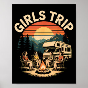 Meisjesreis rv kamperen camper vrienden reis poster