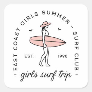 Meisjesreis surfclub surfen beste vriendinnen zome vierkante sticker