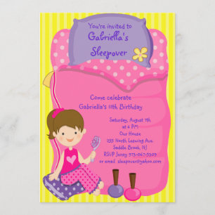Meisjesslaapzak Slaaepover Birthday Invitation Kaart