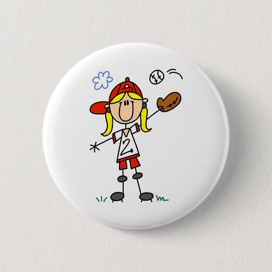 Meisjesspelige Softball-Button Ronde Button 5,7 Cm (Voorkant)