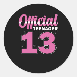 Meisjestiener 13 verjaardag ronde sticker