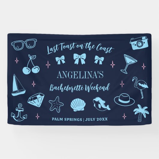 Meisjesuitje aan het strand welkom prikbord ontwer spandoek (Horizontaal)