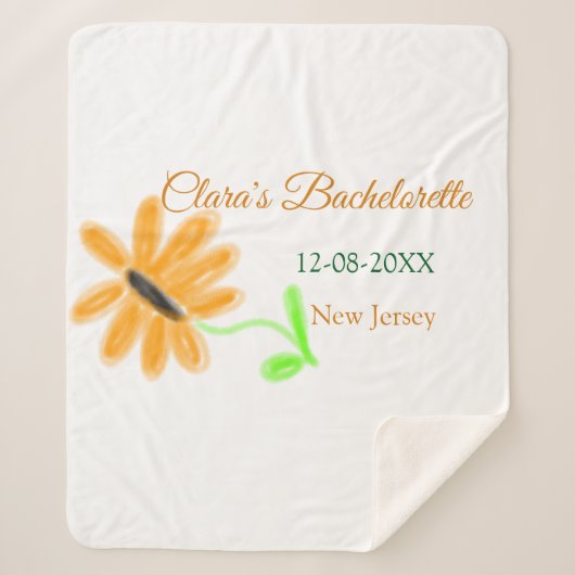 Meisjesuitje feest naam datum plaats zonnebloem  sherpa deken (Voorkant)