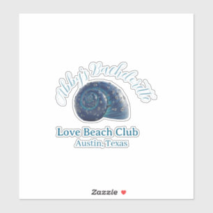 Meisjesuitje strandclub blauwe zee schelp naam sticker