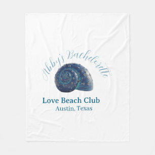 Meisjesuitje strandclub blauwe zeeschelp naam fleece deken