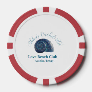 Meisjesuitje strandclub blauwe zeeschelp naam  poker chips