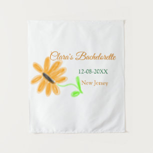 Meisjesuitje voeg naam datum plaats zonnebloem toe wandkleed