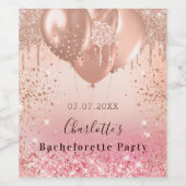 Meisjesuitstap roze roze gouden glinsterende ballo wijn etiket (Enkel label)