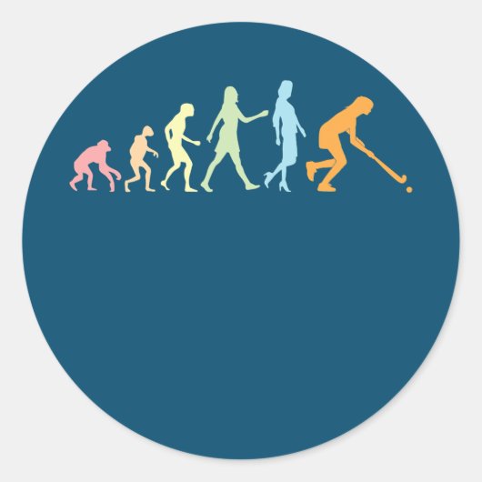 Meisjesveld Hockey Evolutie Vrouwen Veldmuizen Hoc Ronde Sticker (Voorkant)
