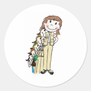 Meisjesverkenners door de jaren heen ronde sticker