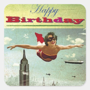 -meisjesvliegen vierkante sticker