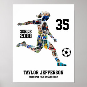 Meisjesvoetbalteam Sporten Aangepaste Fotocollage Poster