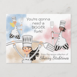 Meisjesvorkfork voor het bakken van koekjes briefkaart