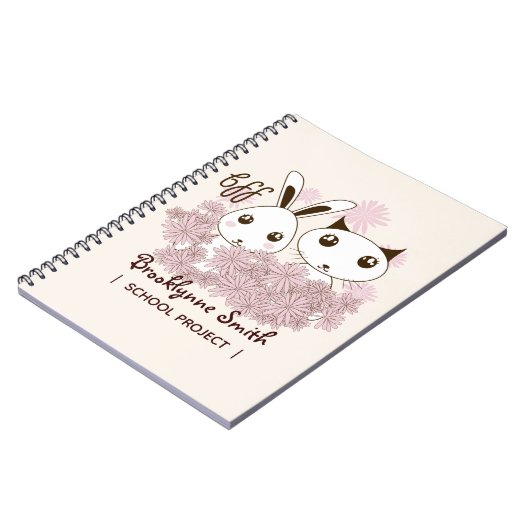 Meisjesvriendschap BFF Schattige Cartoon Kitten en Notitieboek (Linkerzijde)