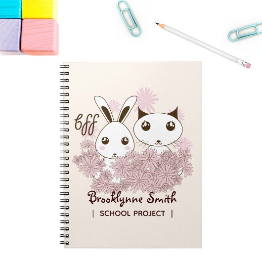 Meisjesvriendschap BFF Schattige Cartoon Kitten en Notitieboek