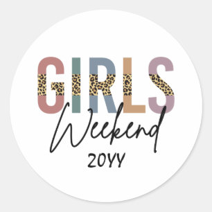 Meisjesweekend Luipaardprint Meisjesreis vakantieb Ronde Sticker