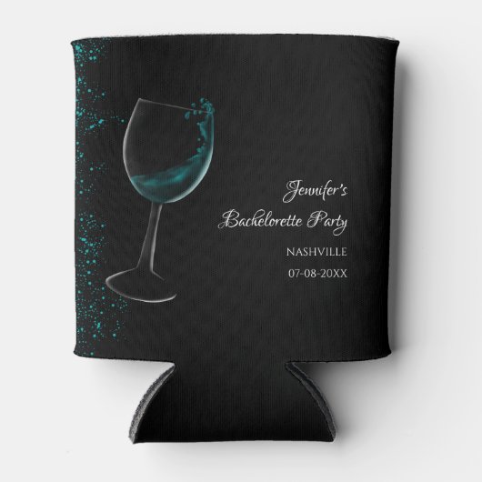 Meisjesweekend mocktail vrijgezellenfeest blauw blikjeskoeler (Voorkant)