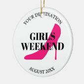 Meisjesweekendreis aangepaste roze stiletto shoe keramisch ornament (Links)