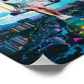 Meisjeszwaai boven Synthwave City Poster (Hoek)